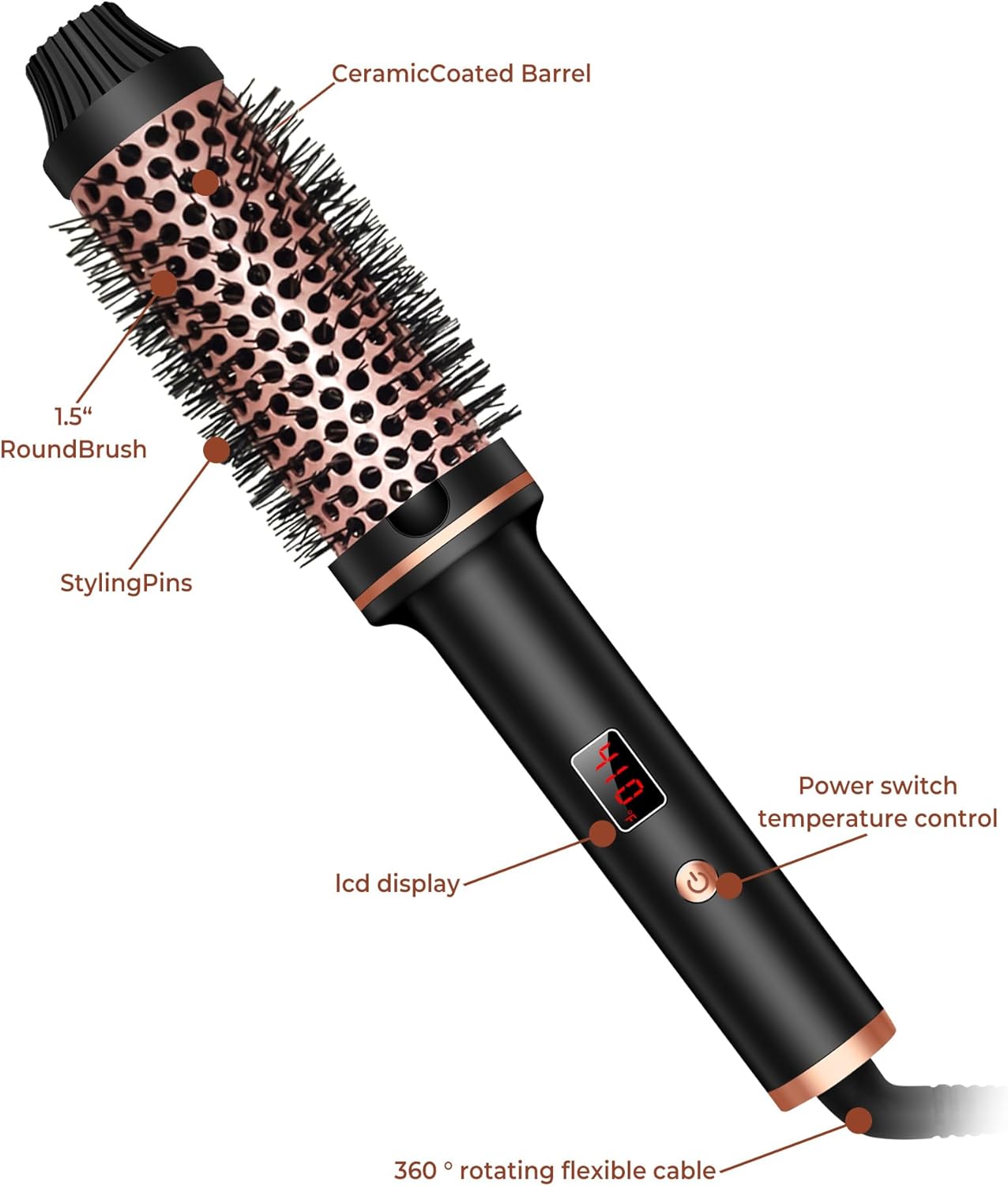 Yitrust Thermal Brush Curling Iron Brush Heated Round Brush Heated