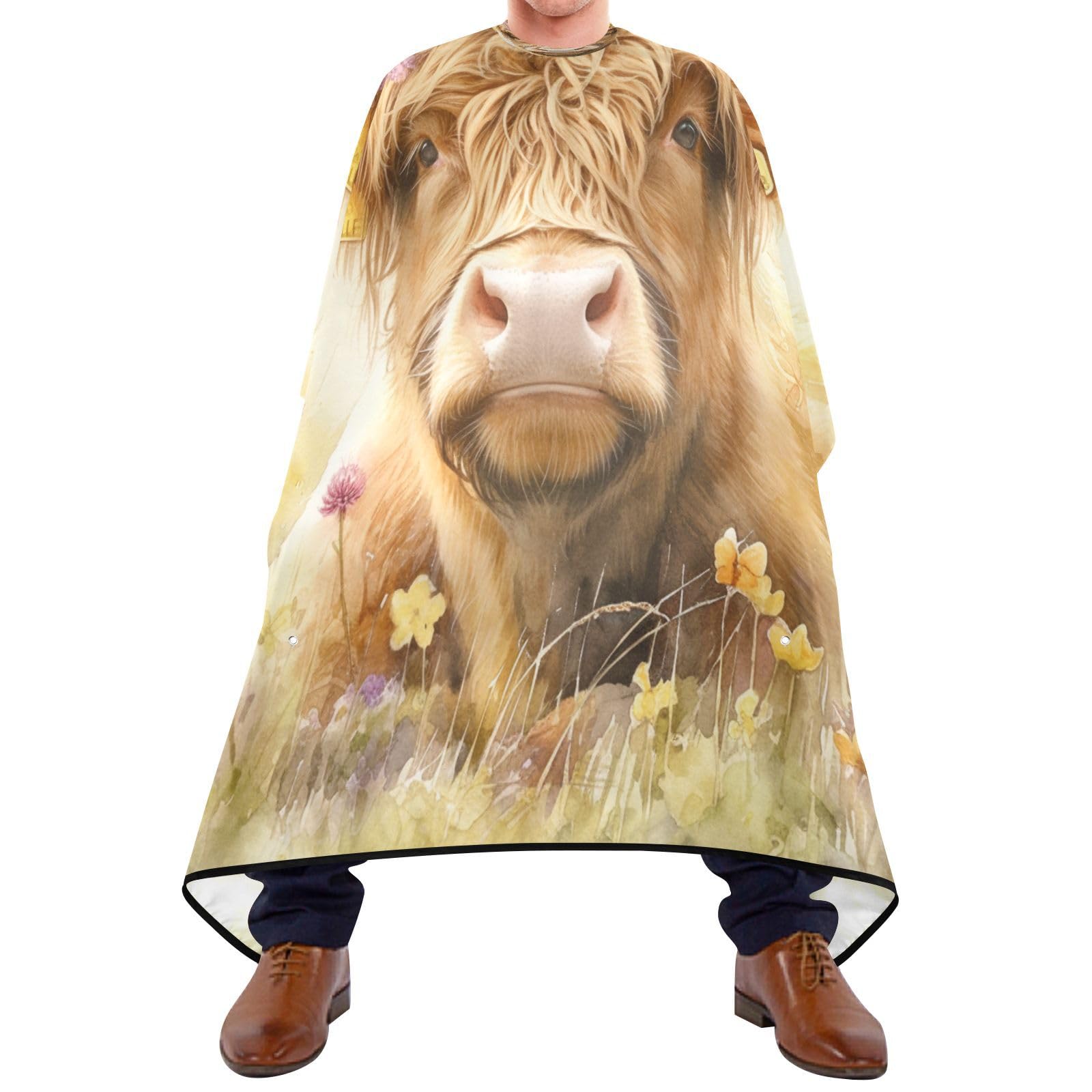 Kigai Highland Cow Hair Cutting Cape for Men & Women Waterproof Barber Cape Professional Hairdressing Salon Styling Apron with Adjustable Closure Snap
