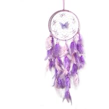 Handmade Feather Dream Catchers, Dream Catchers for Girls with Butterfly, Art Room Decoration for Kids Bedroom, Home Decoration Wedding Party Blessing Gift Purple