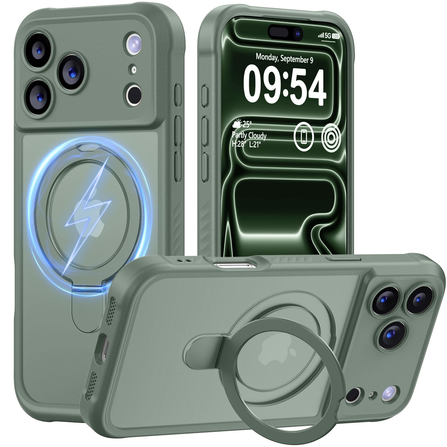 MOCCA Magnetic for iPhone 17 Pro Max Case with Stand,Calke Green