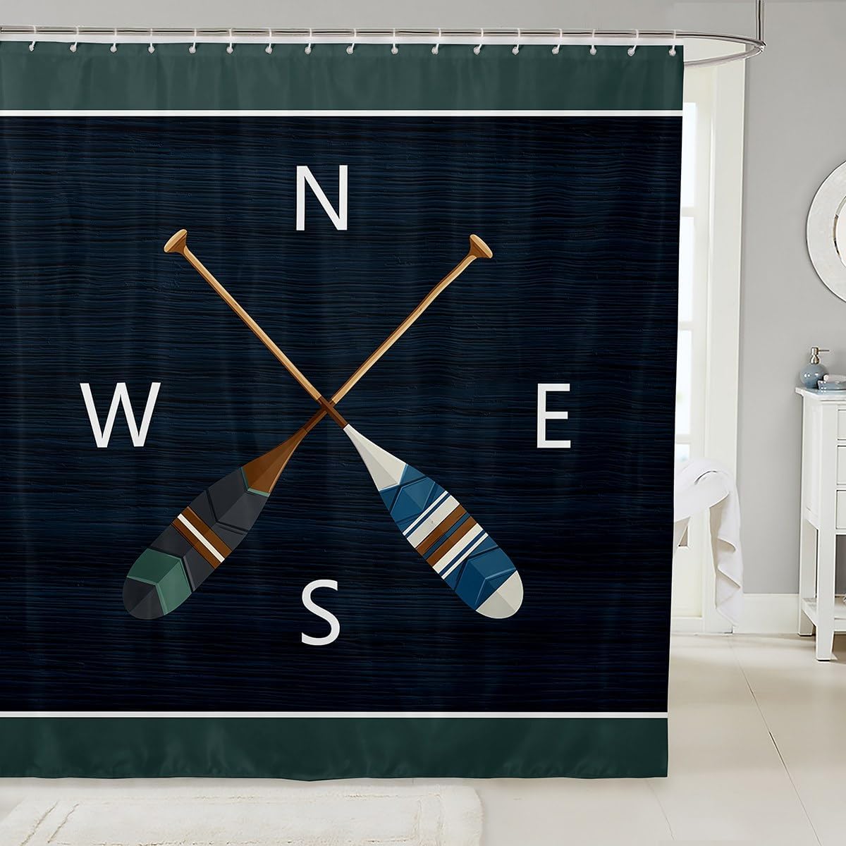 Decorative Lake Paddles Shower Curtain Waterproof Polyester Fabric,Rustic Farmhouse Bath Curtain Home Bathroom Decor Hanging Curtain with Hooks 72 x 78 Inch,Machine Washable