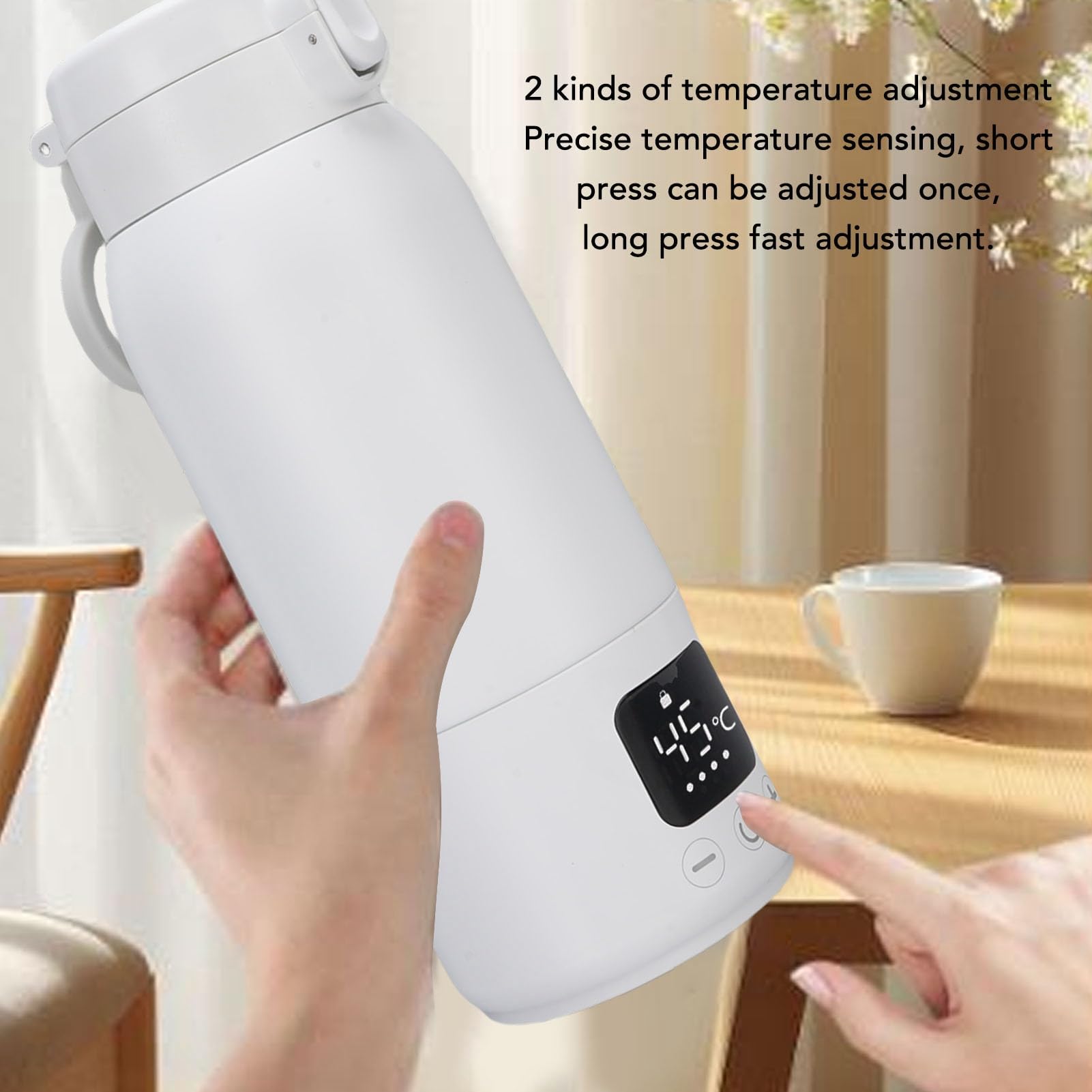 Asixxsix Calentador de Biberones Portátil para Viajes, Calentador de Leche Portátil Inalámbrico de 500 Ml para Viajes, Hervidor Eléctrico de Viaje Recargable para Fórmula de Leche