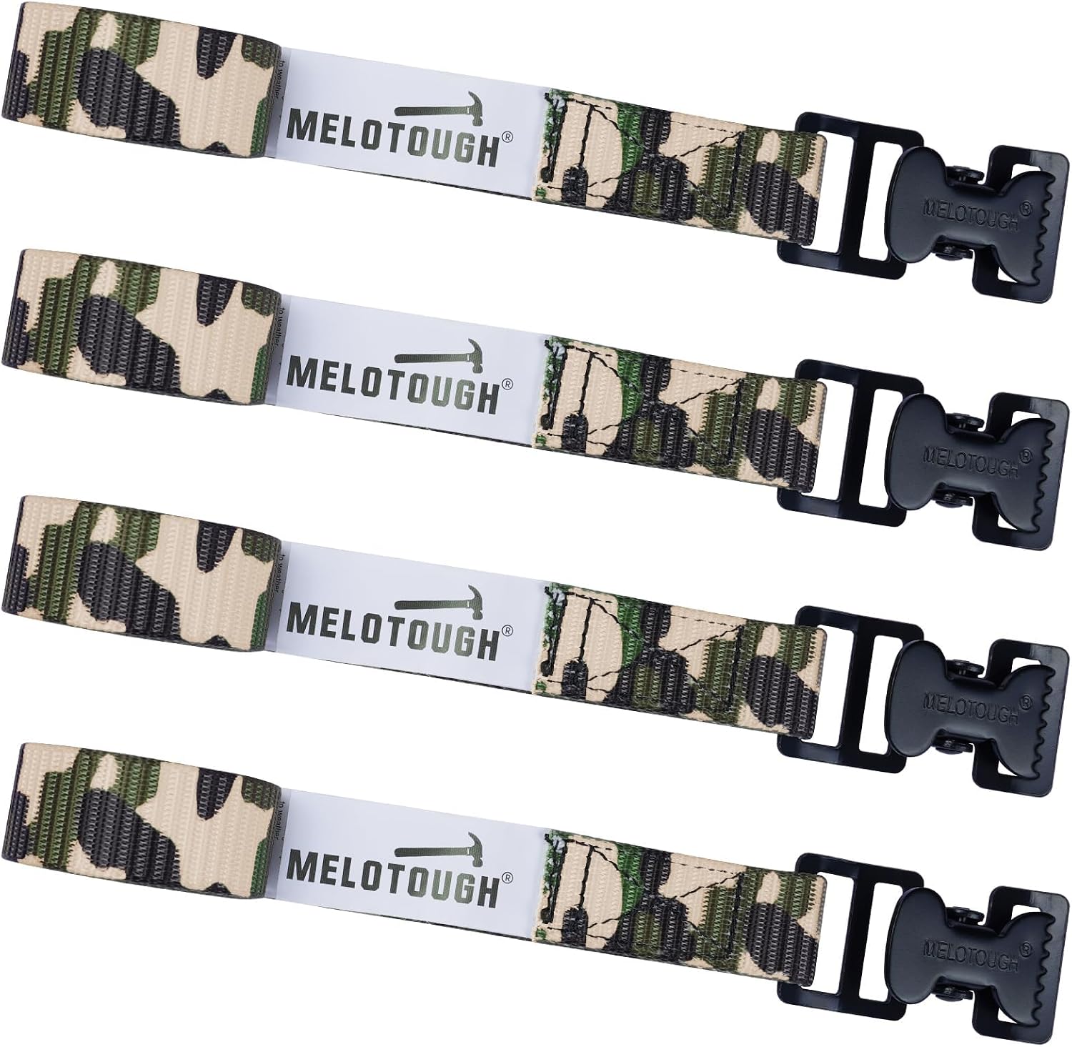 MELOTOUGH 4-Pack 2ft Camo Tree Stand Straps, Heavy Duty Ratchet & Utility Straps for Summit Treestand Accessories, Deer Hunting Safety, Stabilizer & Backpack Harness Replacement​