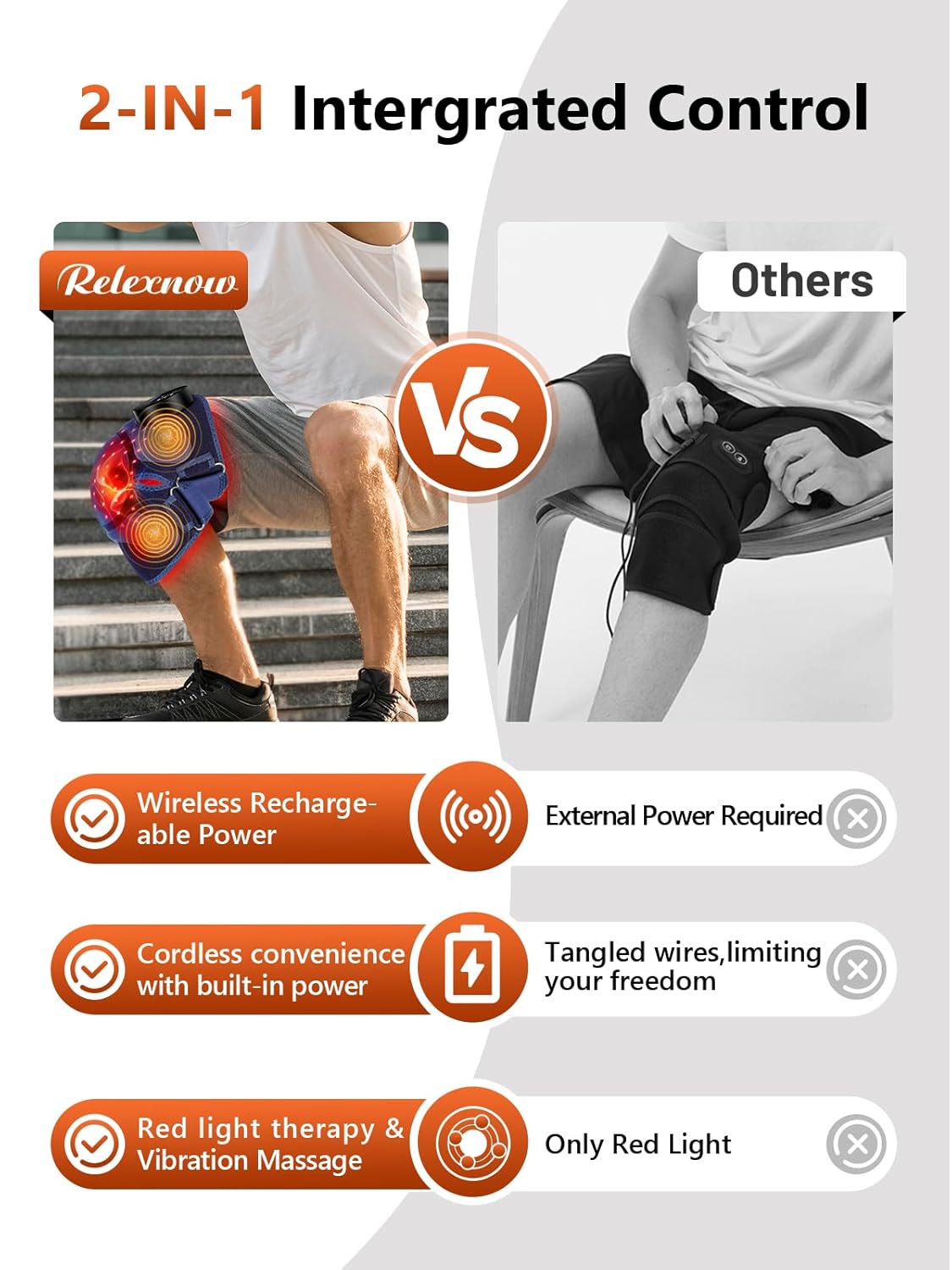 Upgraded 2.0 Red Light Therapy Knee Brace - Knee Massager with 4 Vibration Areas, Cordless Controller, Near Infrared Red Light Therapy Heated Device for Knee Elbow Shoulder