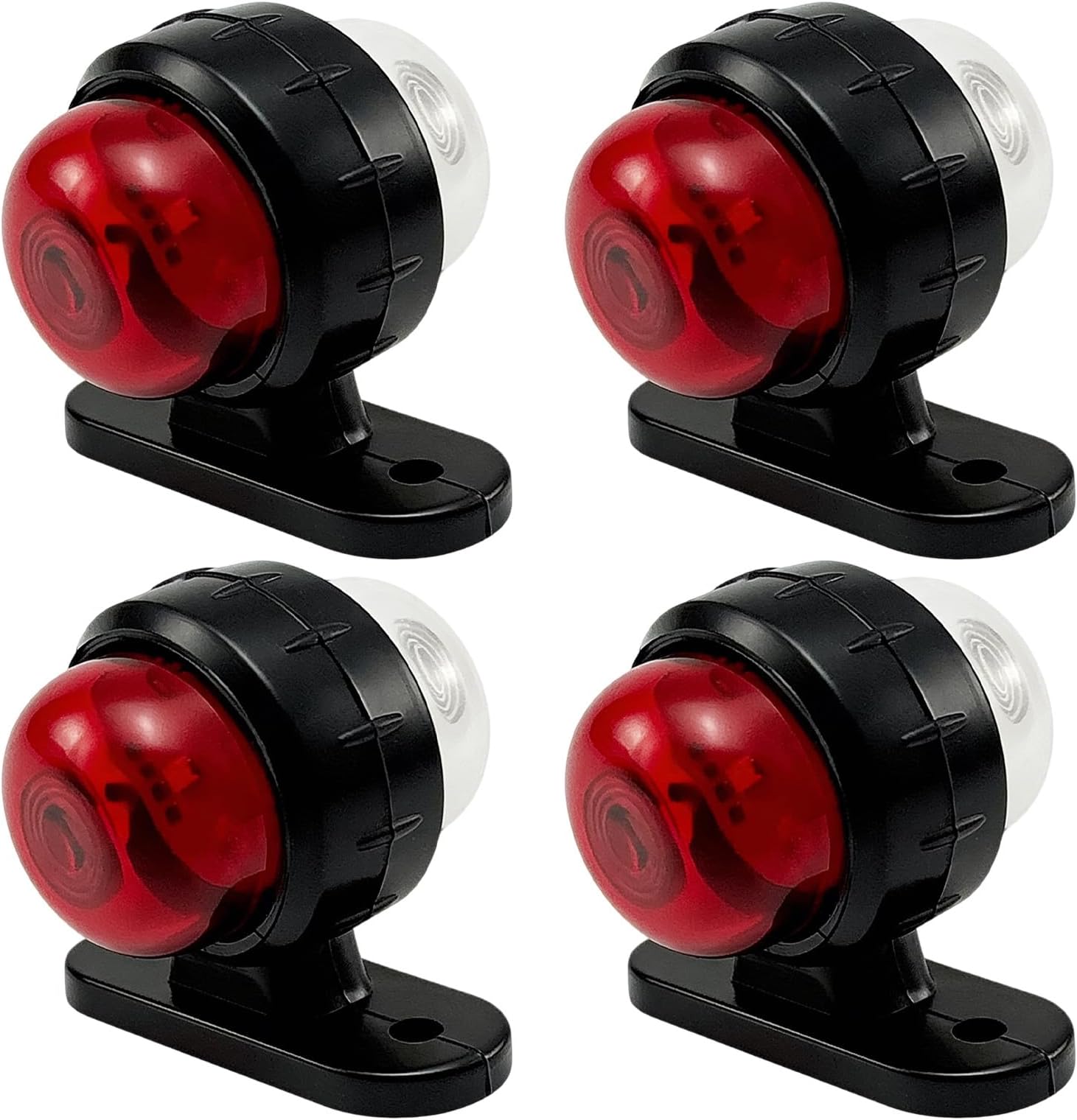 4 Pcs LED Side Marker Lights, 12-24V Trailer Side Lights, Waterproof Clearance Lights, Double Side Warning White & Red Light for Truck, RV Lorry, Camper Van, Caravan, Trailer lights (White)