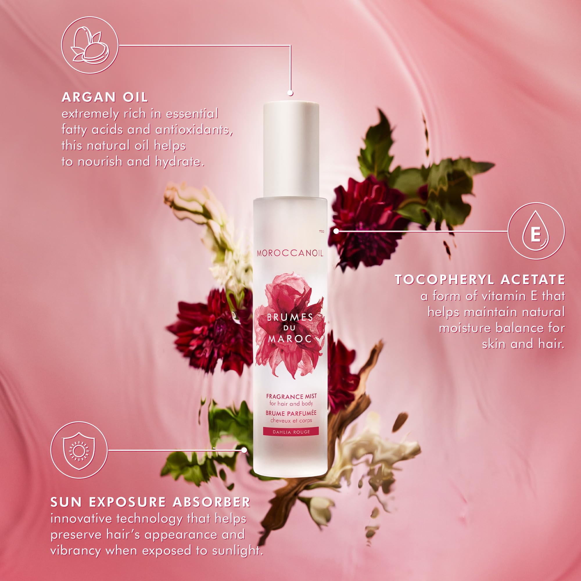 Moroccanoil Feinster Duft für Haar und Körper – Dahlia Rouge 100 ml