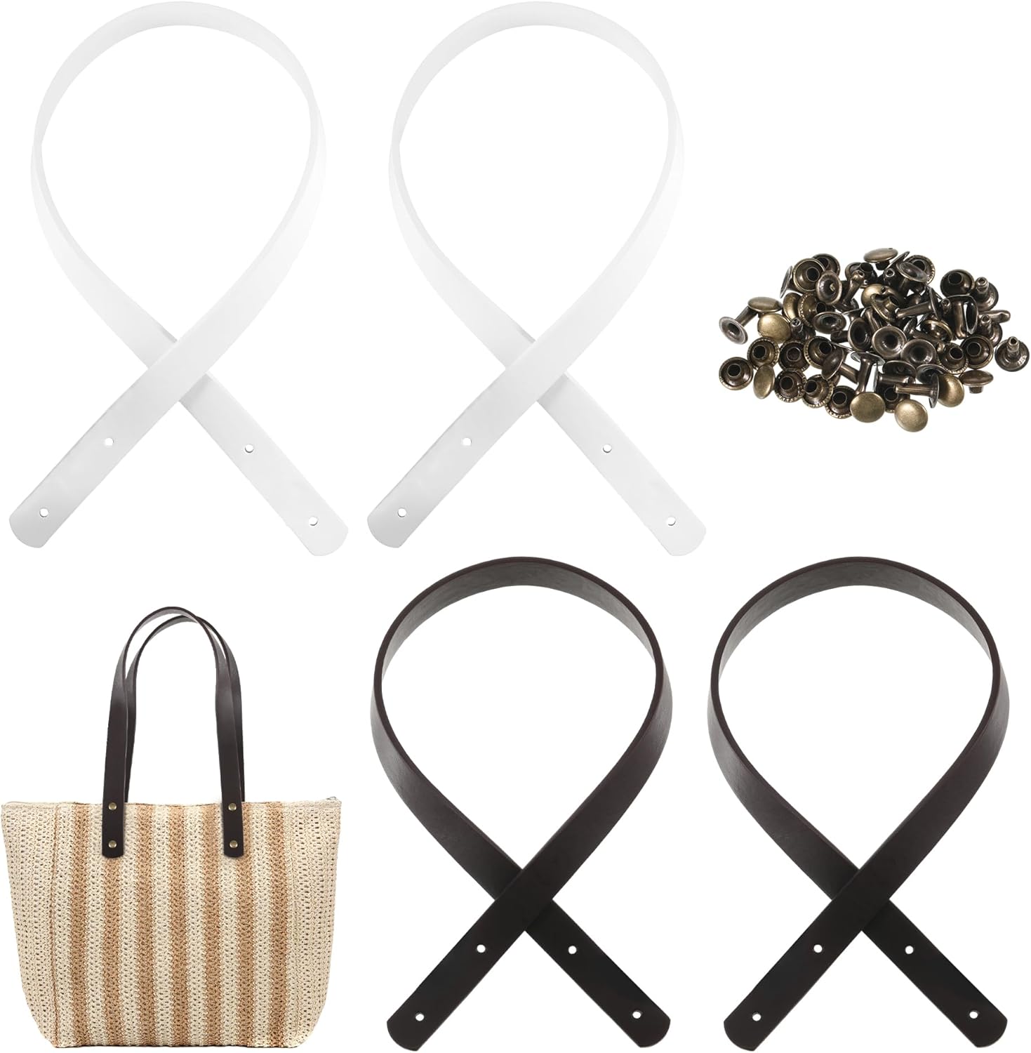 4Pcs Leather Bag Handles 60cm/23.6in Replacement Bag Handles Rope Purse