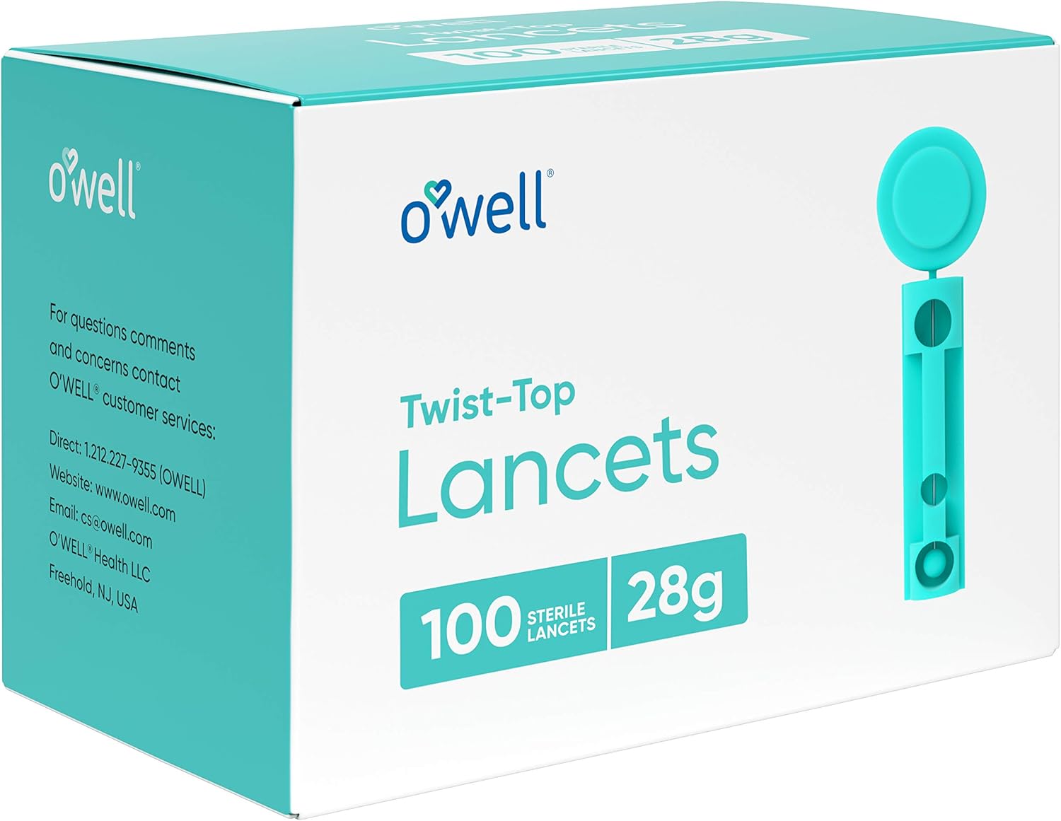 O’Well Twist Top Lancets 28 Gauge, 100 Count | Thick Needle Lancets for Blood Glucose & Keto Testing | Box of 100 Sterile Lancets : Health & Household