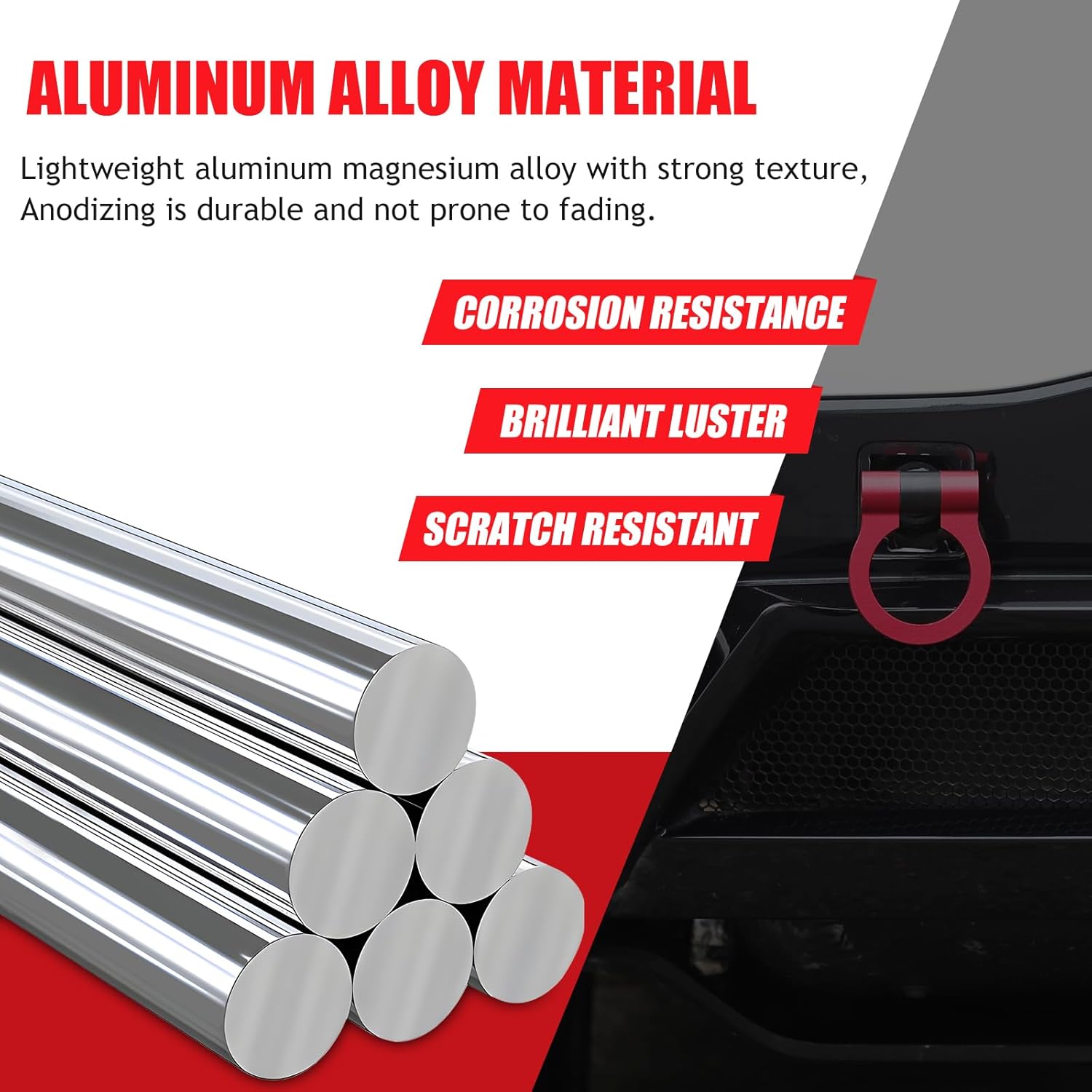 Rear Bumper Tow Hook for Corvette C8 2020-2024 2025 Heavy Duty Track Racing Style Alloy Steel Rear Bumper Mid Engine Trailer Hitch Towing Hooks Pull Ring C8 Accessories (Red)