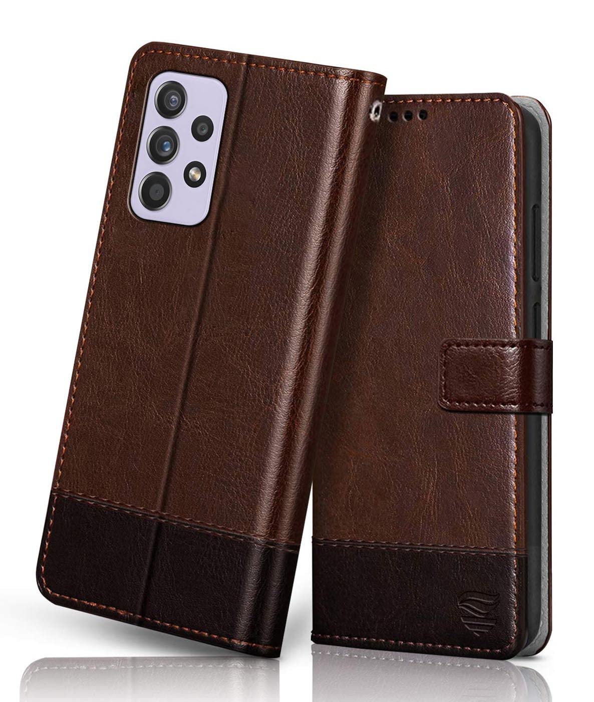 FLIPPED Vegan Leather Flip Case Back Cover for Samsung Galaxy A52 5G | A52s 5G | A52 4G (Flexible, Shock Proof | Hand Stitched Leather Finish | Card Pockets Wallet & Stand | Brown with Coffee) (B09J3SYRWG) Amazon Price History, Amazon Price Tracker