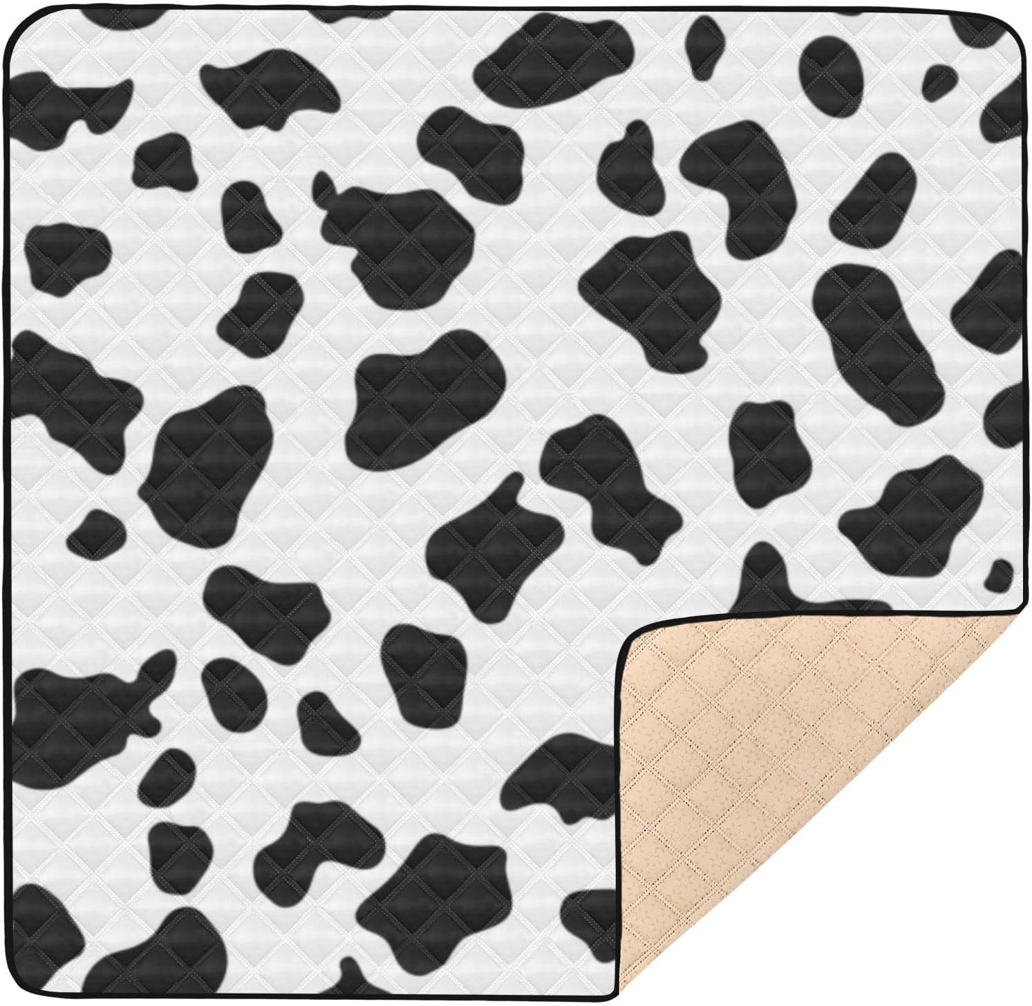 Cow Print Baby Play Mat 50" X 50" Thicken Cushioned Baby Mats for Floor, Non-Slip & Washable Kids Play Mat for Infants,Babies,Toddlers
