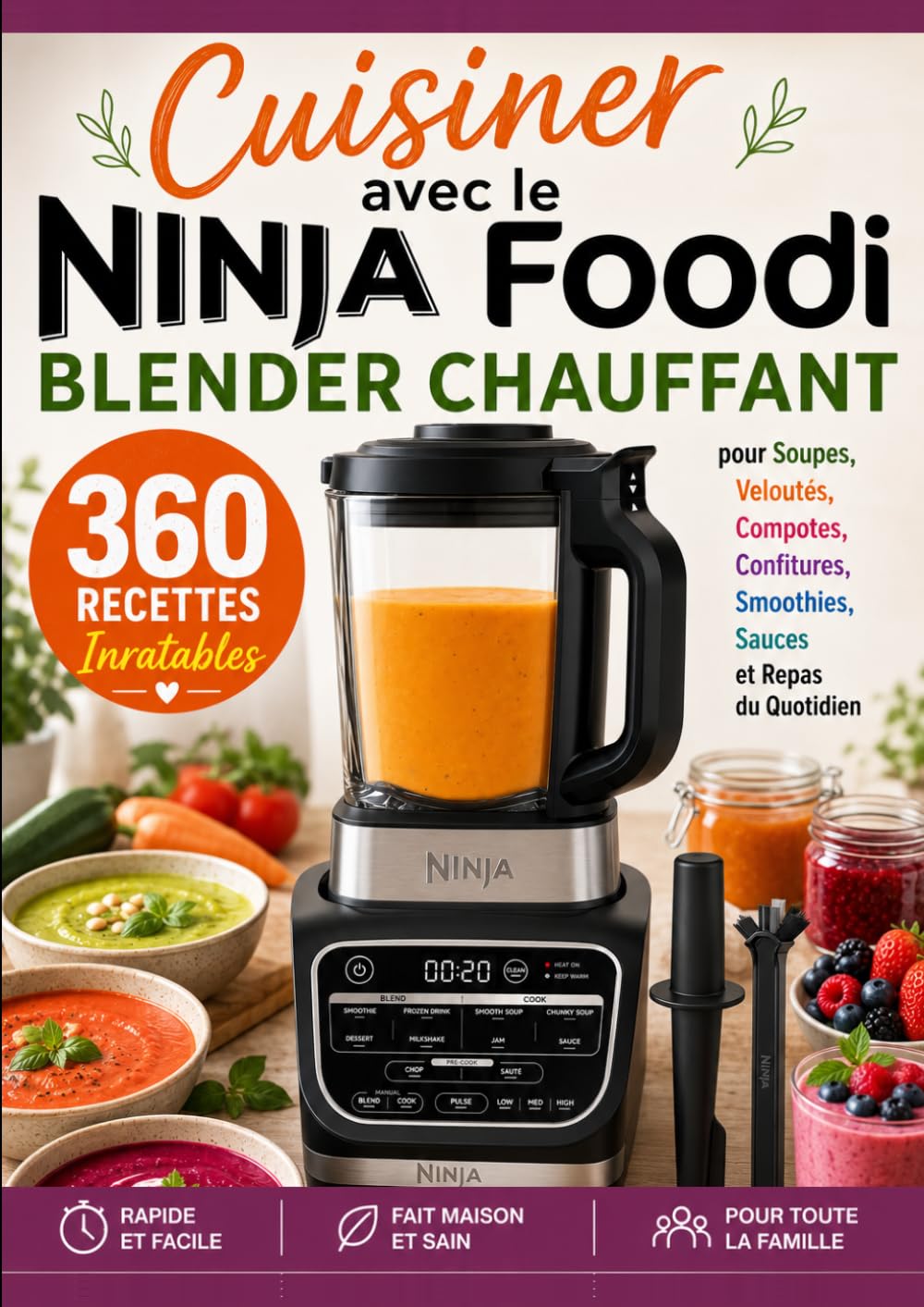 Cuisiner avec le Ninja Foodi Blender Chauffant 360 Recettes Inratables pour Soupes, Veloutés, Compotes, Confitures, Smoothies, Sauces et Repas du Quotidien