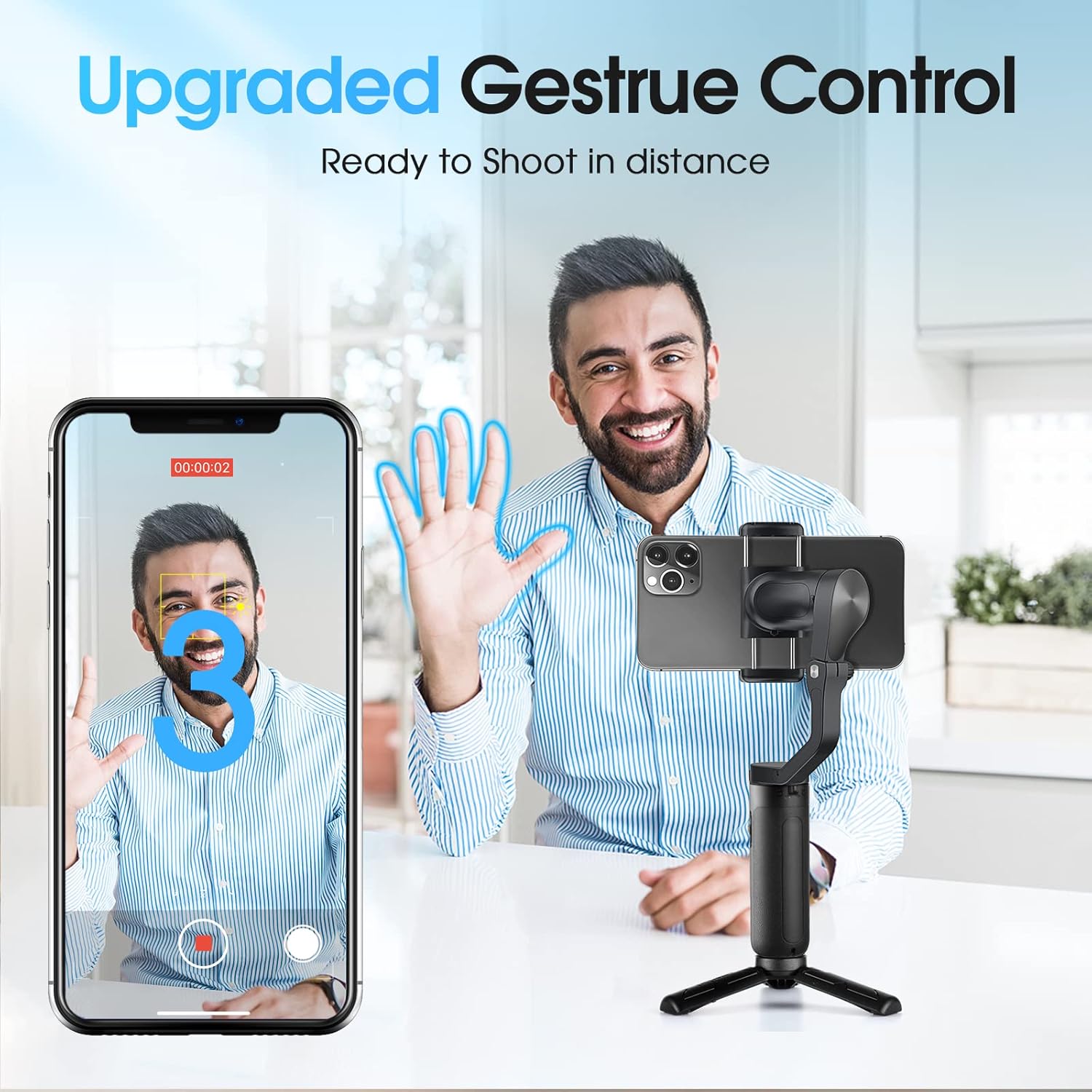 Gimbal Stabilizer for Smartphone, 3-Axis Phone Gimbal with Remote Control & Tripod, Foldable and Portable Phone Stabilizer for Video Recording Compatible with iPhone and Android - Hohem iSteady X2 : Cell Phones & Accessories