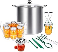 SearCook 20.5 QT Stainless Steel Canning Pot Starter Kit - 8-Piece Set with Rack, Lid & Tools for Beginners