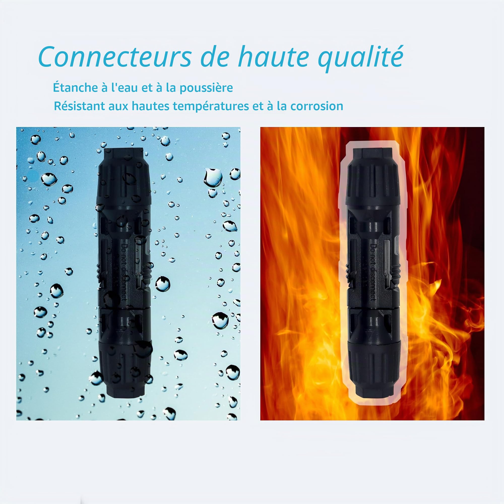 Rallonge de Câble Solaire Photovoltaïque 4 mm² 1/3/5/10/15/20 m - Câble de Connexion Avec Fiche étanche IP68, Classe de Tension 1500 V (4 mm²/20 m)