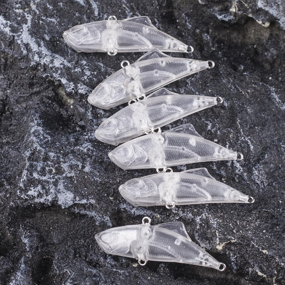 Wobbler, 100 esche da pesca senza labbra, non verniciate, 4,5 cm, 5,3 g, in plastica dura, micro vibrazioni, fai da te