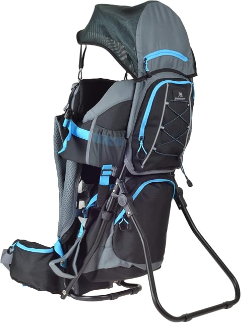Dromader Baby Carrier for Hiking with Toddlers  12 Months Plus  Toddler Carrier Backpack with Suspenders  Baby Travel Essentials  Rain-Protection Visor  Wombat