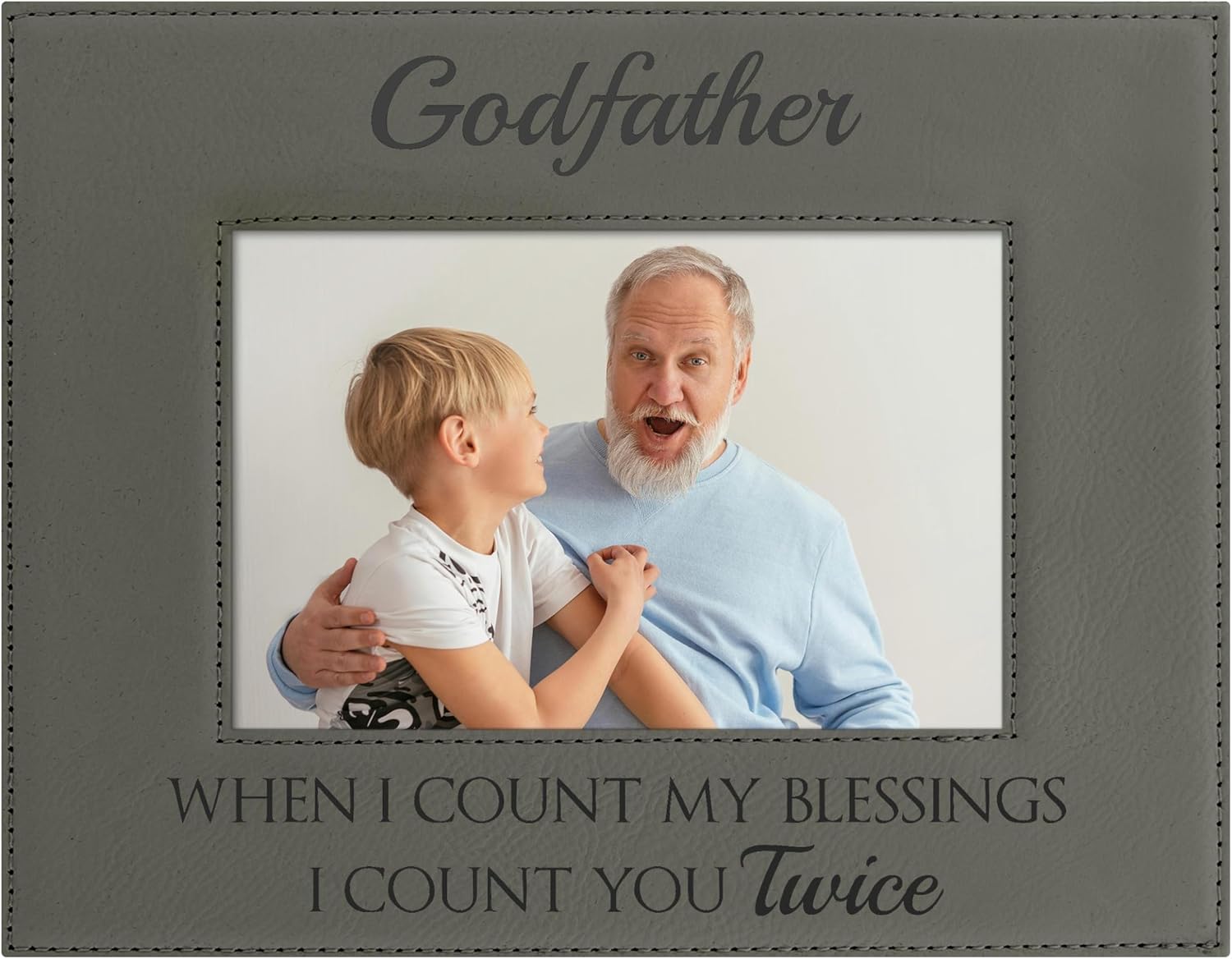 ThisWear Baby Baptism Frame Godfather When Count Blessings Count You Twice 4x6 Leatherette Photo Frame Navy