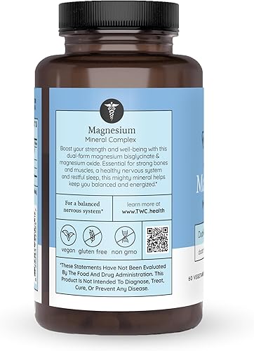Miniatura 2 de Glicinato de magnesio y citrato de magnesio 60 cápsulas Sin OMG, sin gluten Apoya la relajación muscular y la salud cardiovascular