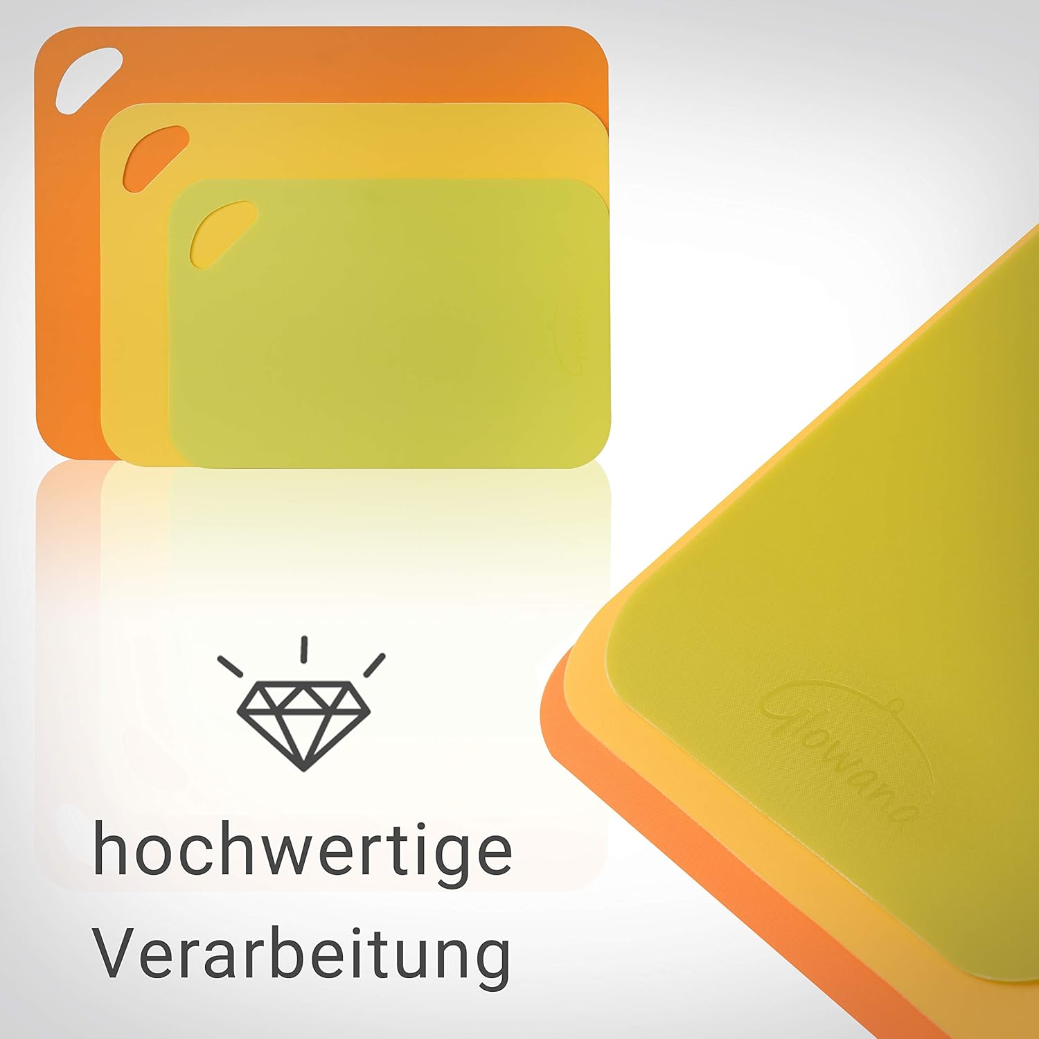 Glowana High Quality Plastic Cutting Mat, Set of 3 Flexible Design