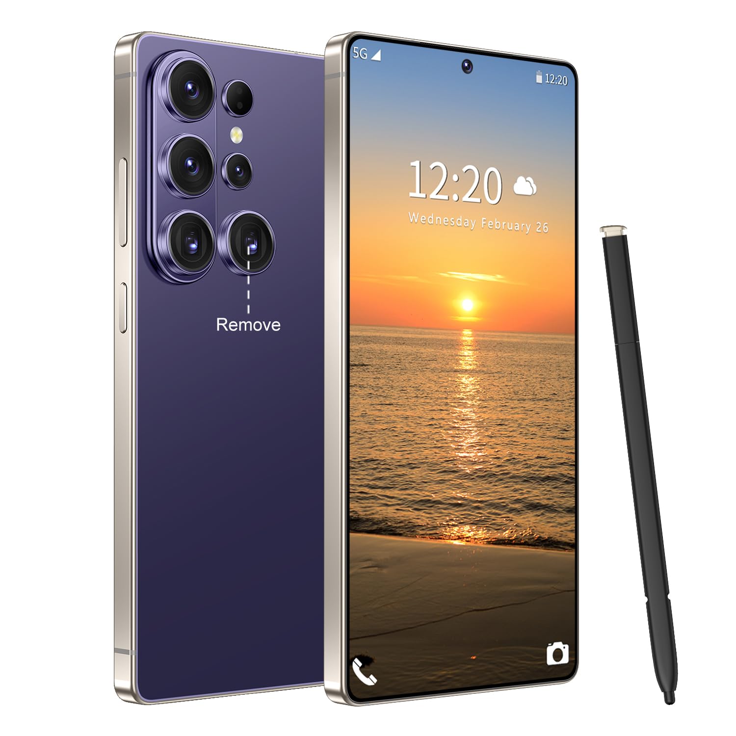 Huness 26 Ultra Unlocked Cell Phone,Built in Pen,16+1TB Unlocked Phone, Android 15 Battery 7000mAh 6.99" HD Screen Smartphone, 5G/Face ID/Fingerprint Lock/Dual SIM/GPS (Deep Purple)