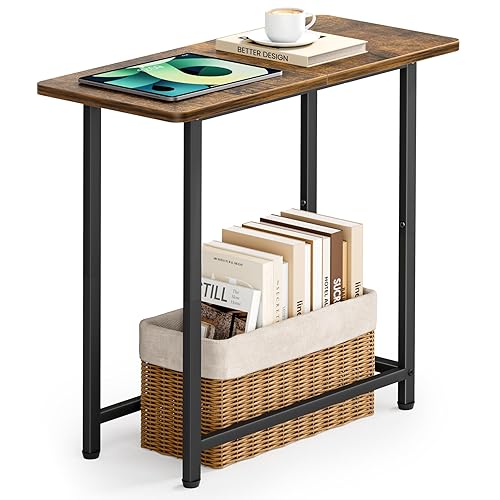 MISSLO Narrow End Table Living Room with Large Tabletop, Sofa