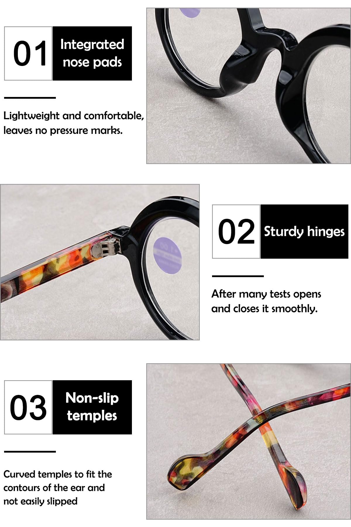 KOOSUFA Mode Anti Blaulicht Lesebrille Rund Klein Damen Herren Retro Bunt Lesehilfen Sehhilfe Anti Müdigkeit Brille 1.0 1.5 2.0 2.5 3.0 3.5 4.0