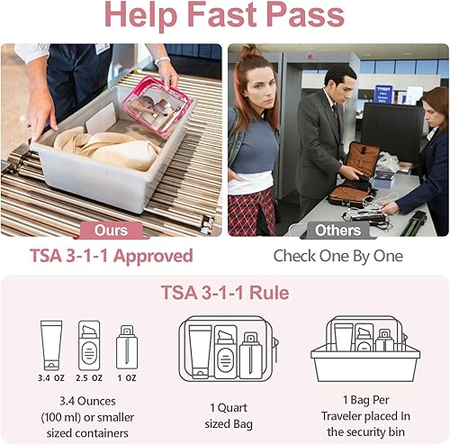 Miniatura 9 de PACKISM Bolsas de maquillaje transparentes, paquete de 2 bolsas de aseo transparentes con cremallera, resistentes al agua, bolsas de cosméticos