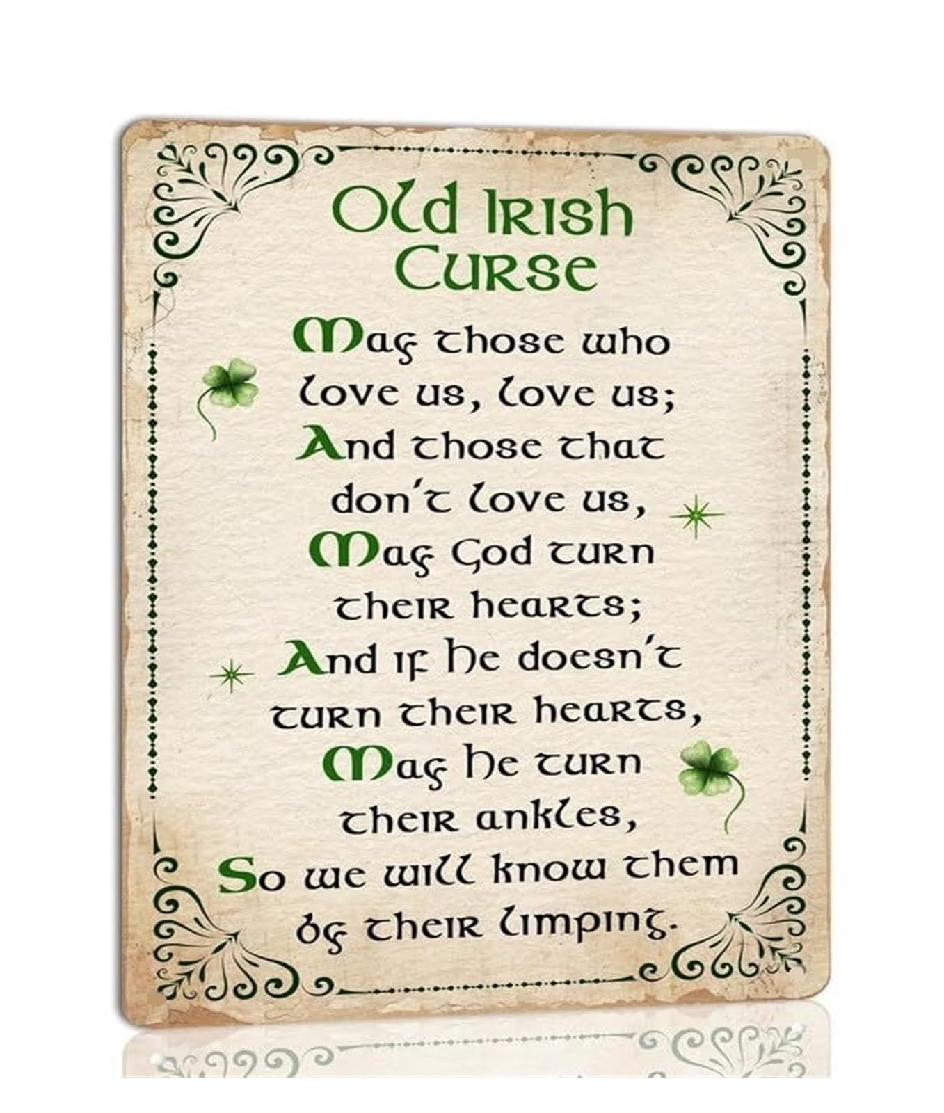 RNUMLIGH St Patricks Day Decor Vintage Irish Blessing Poster Shamrock Wall-Art for Home Office Pub Cafe Retro Gift(Unframed,12x18inch(30x45cm))