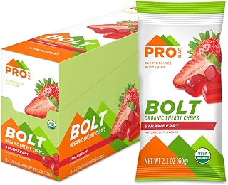 PROBAR Bolt Organic Strawberry Energy Chews - Gluten-Free, Non-GMO, Vitamin B&C Fuel with Superfruits for Workouts (12 Pack)