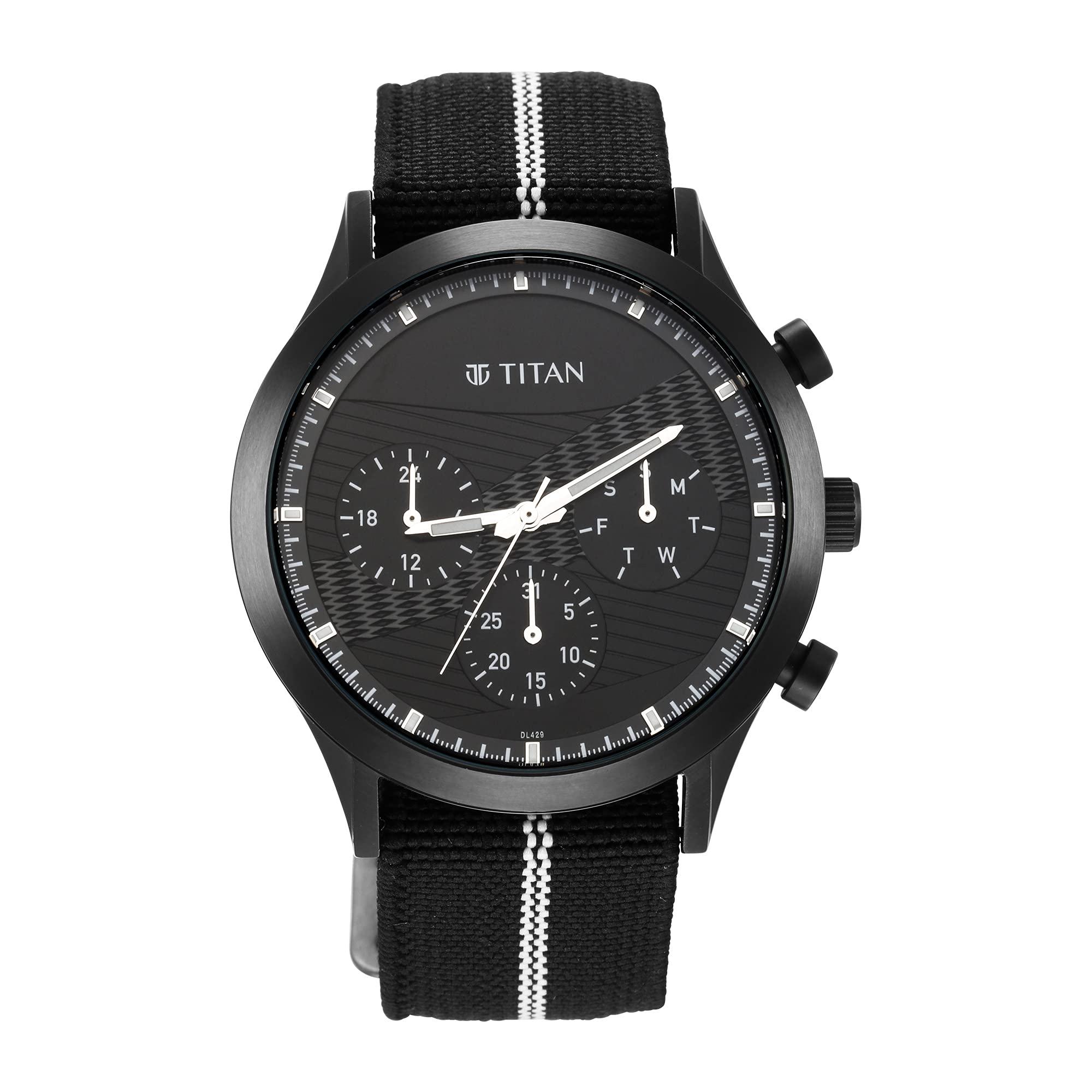 Titan Athleisure Black Dial Quartz Multifunction Nylon Strap Watch for Men-NR90129QP03 (B09HXGBH18) Amazon Price History, Amazon Price Tracker