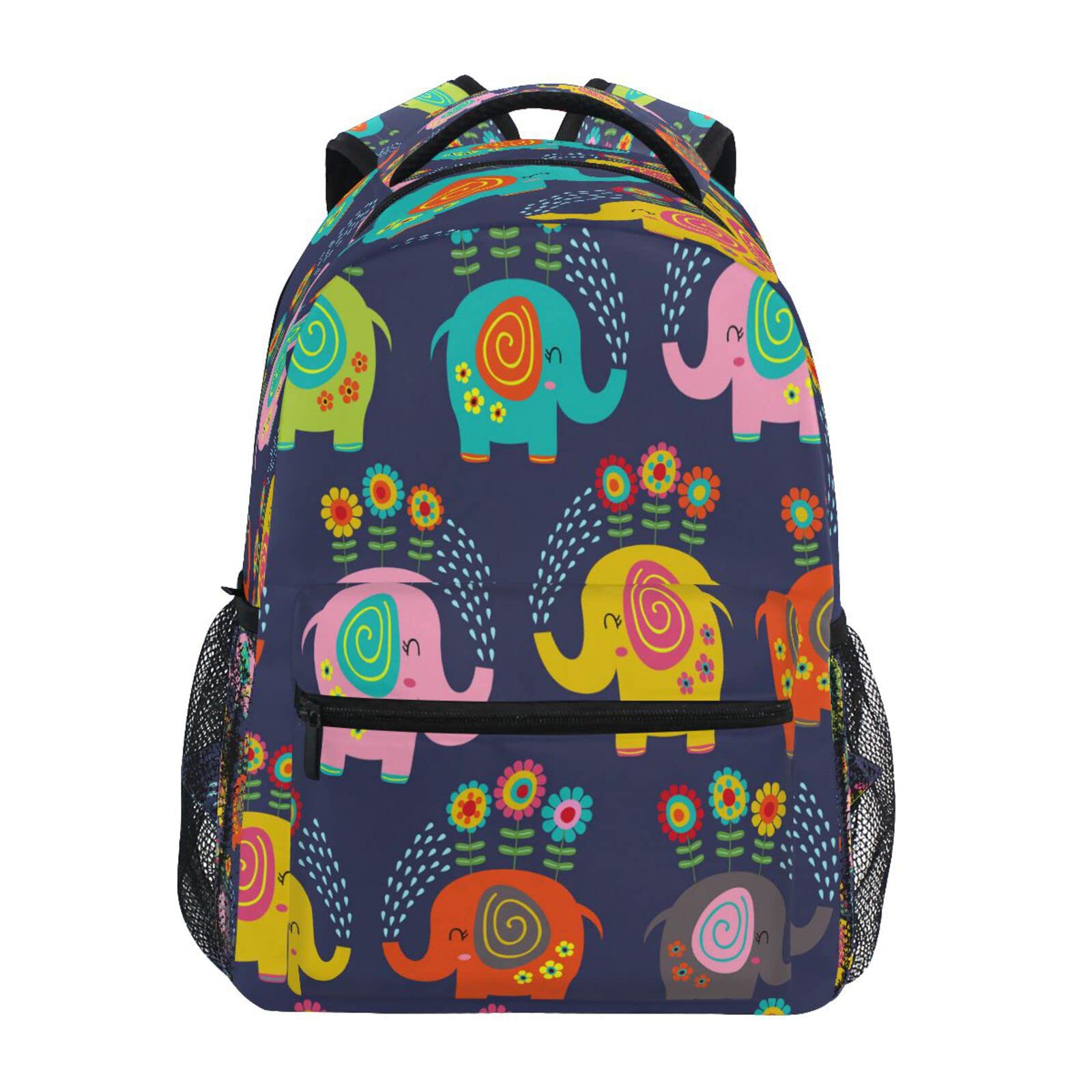 Mochila de elefantes florales juvenil e impermeable para ordenador y viaje escolar informal 7
