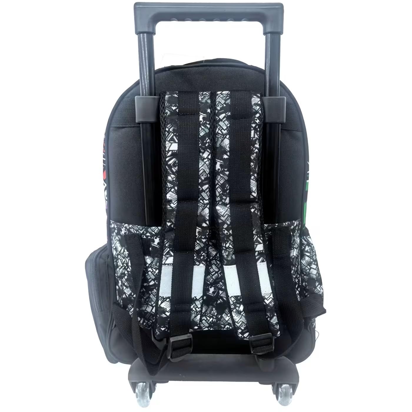 Trolley Zaino Scuola compatibile con Minecraft Tondo 3 Scomparti zip per bambini primaria media + astuccio ovale zip + Borsa termica Snack Bag 21 cm per il pranzo merenda