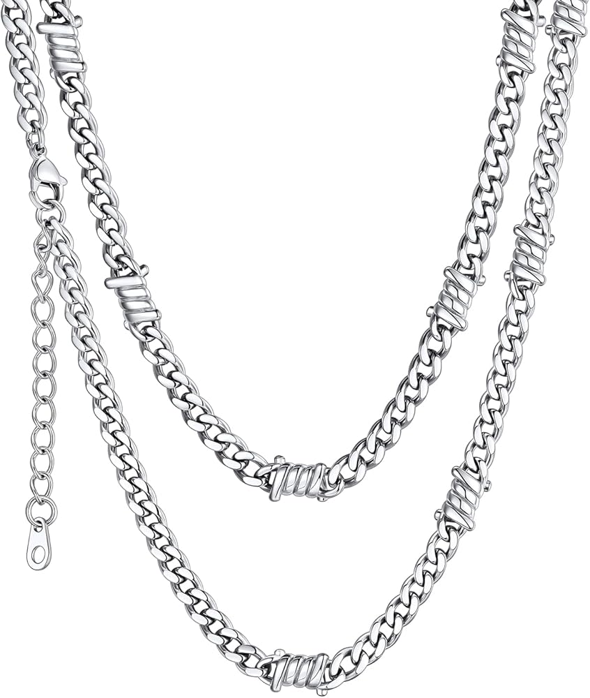 ChainsHouse Stainless Steel Barbed Wire Choker Necklace Thick