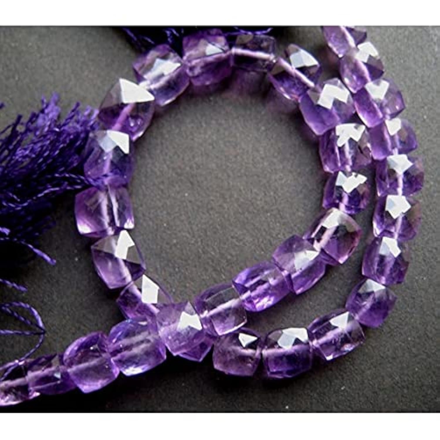 Amethystes cubes LKBEADS en box cut facetté | Éclat violet naturel haut de gamme pour bijoux