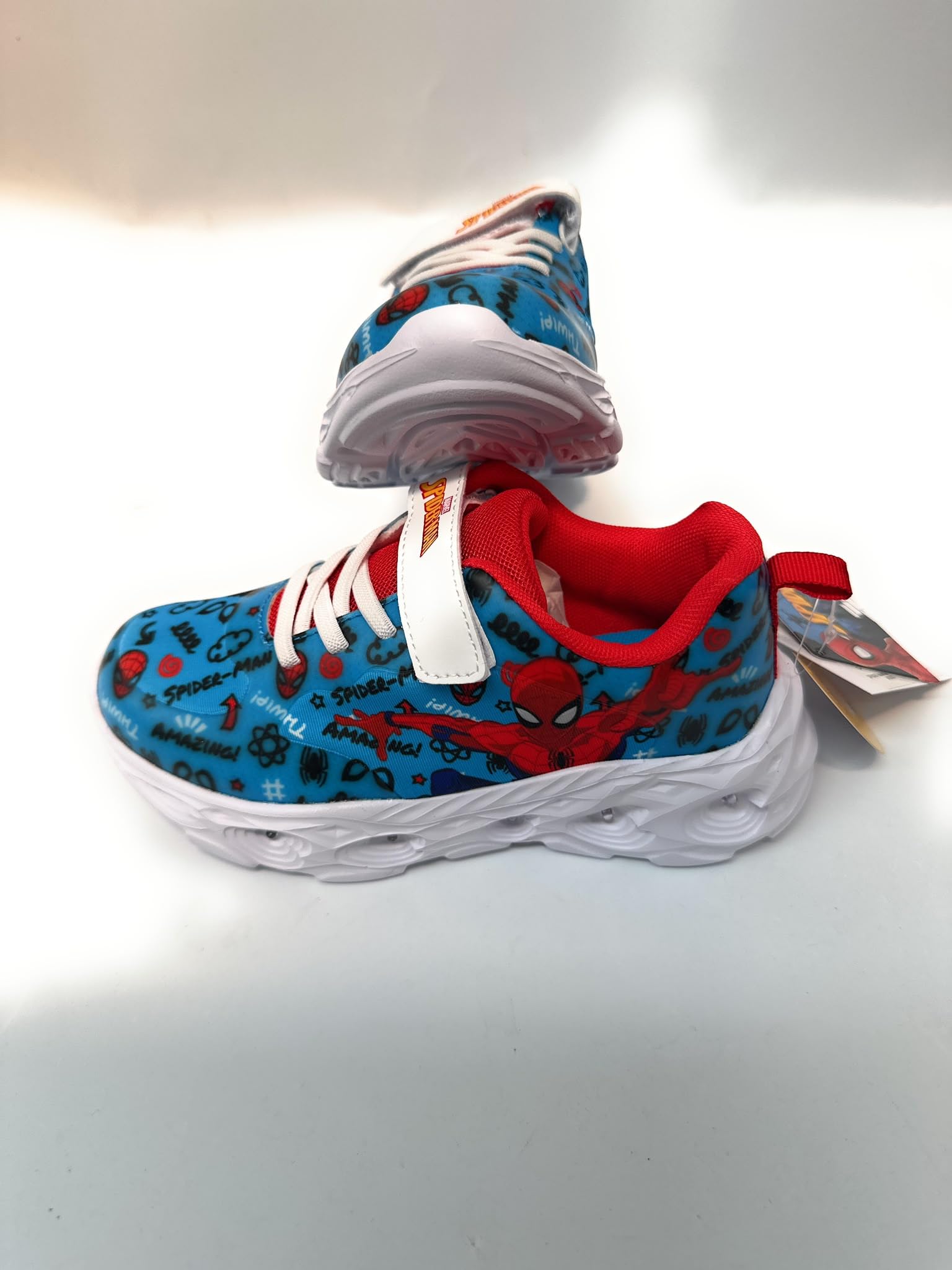 Scarpe Sandalo Chiuso Sneakers per Bambini Spider-Man Suola Luminosa, Luce Rossa,Varie taglie14399 (nerom Rosso, Sistema Taglie Calzature EU, Bambino Piccolo (2-5 Anni), Numero, Media, 28)