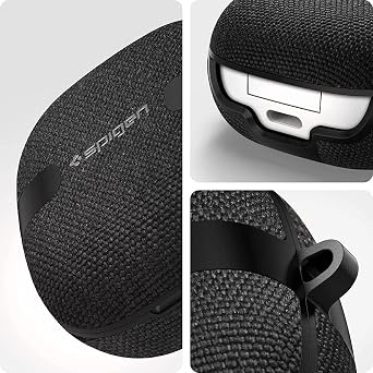 Spigen Urban Fit for Galaxy Buds Core, Buds FE, Buds 2 Pro & Buds Live | Premium Fabric, Carabiner Included, Wireless Charging Compatible - Black