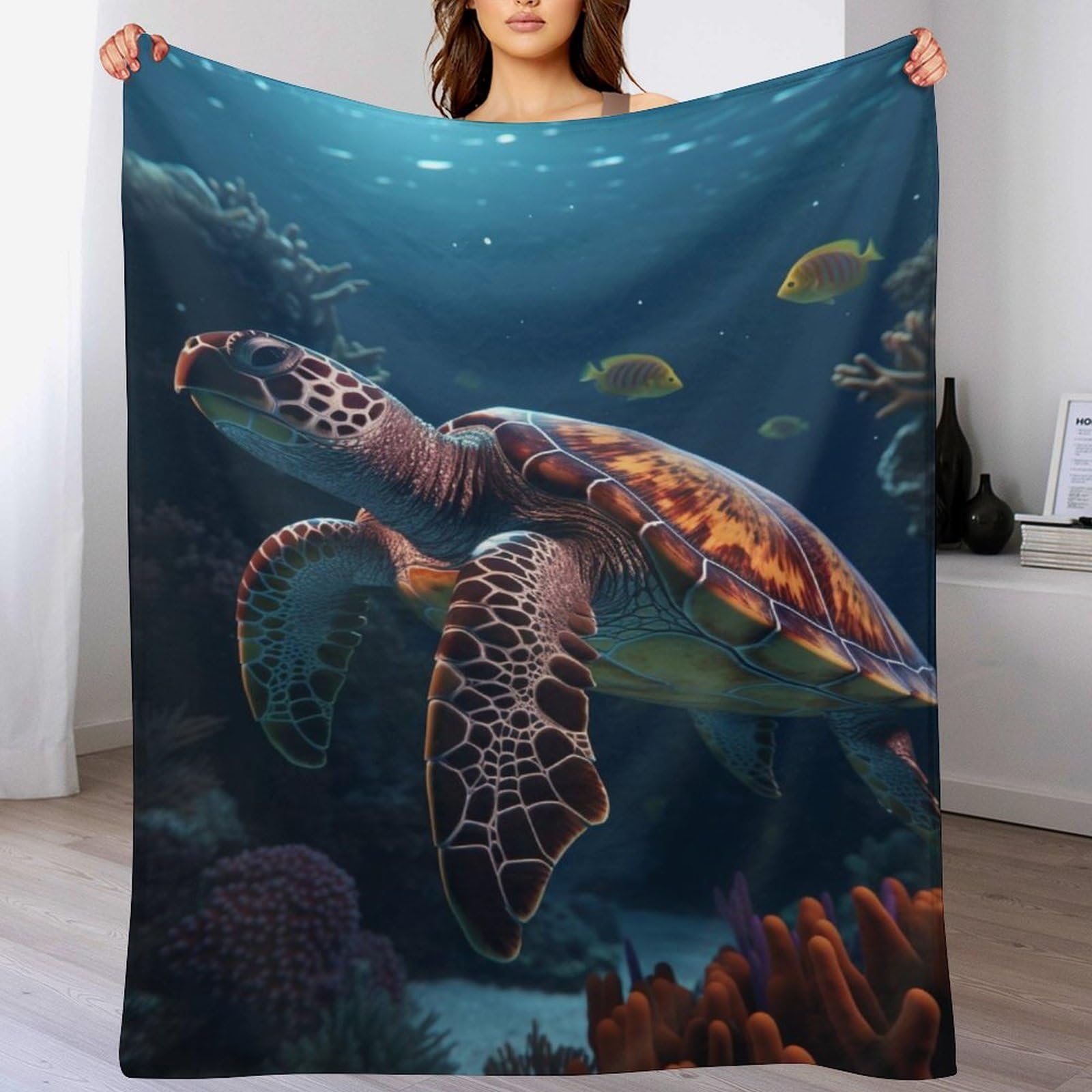 Plaid tortue de mer polaire plaid canapé chaud couverture lit douce peluche