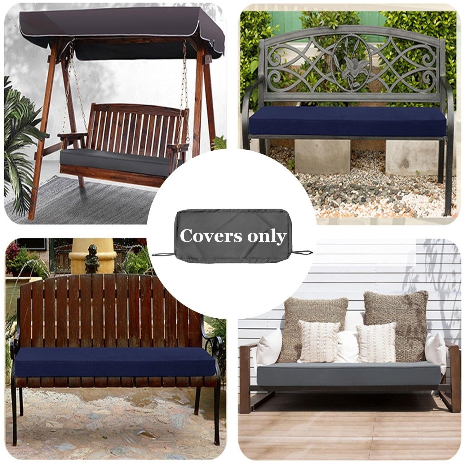 Funda Impermeable y Antideslizante para Cojín de Banco y Asiento – Funda de Repuesto con Cremallera y Correas para Muebles de Exterior en Jardín, Terraza y Sofá(Rojo,120x50cm/47x20in)