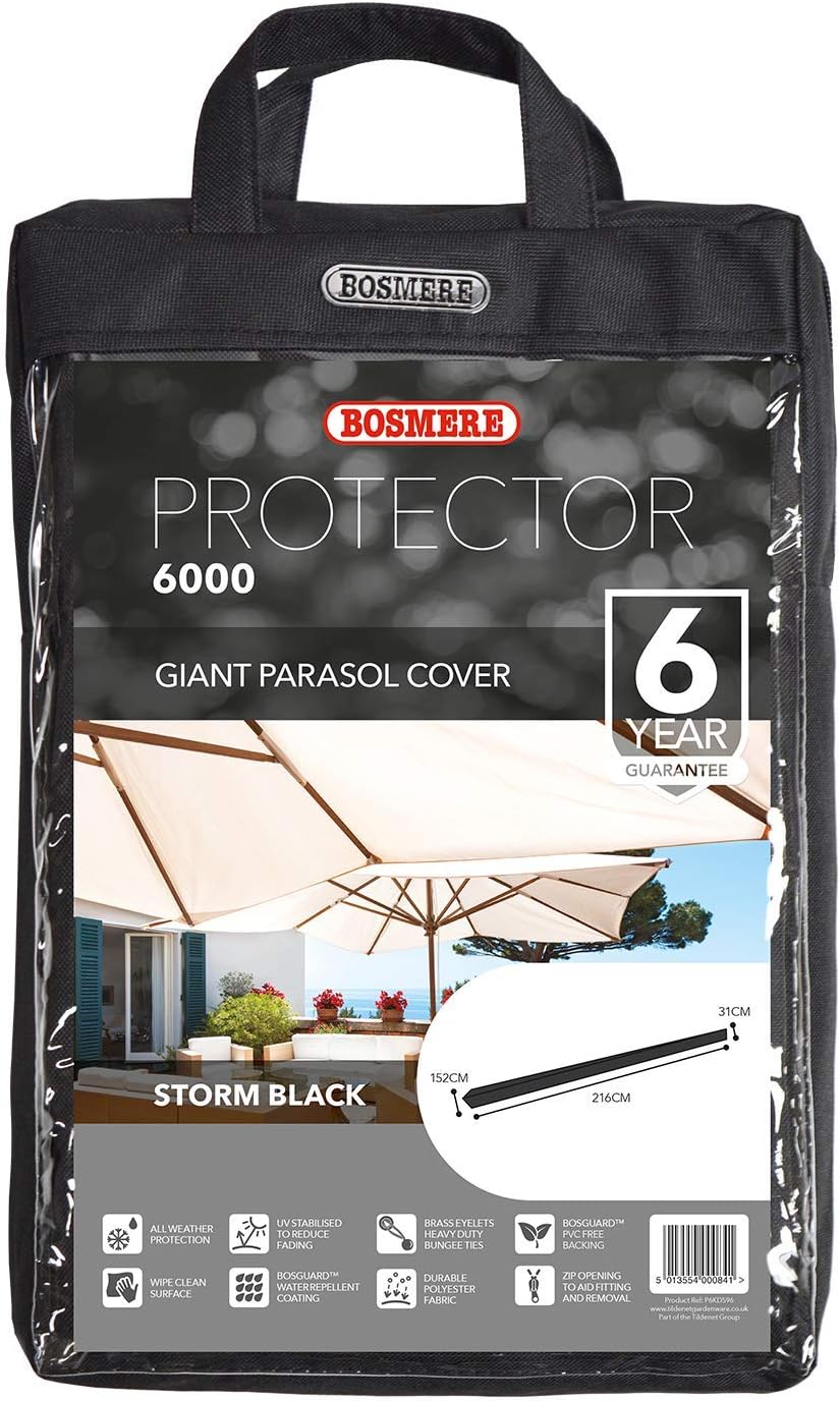 Bosmere Products Ltd D596 Storm Black Giant Parasol Cover With Zip