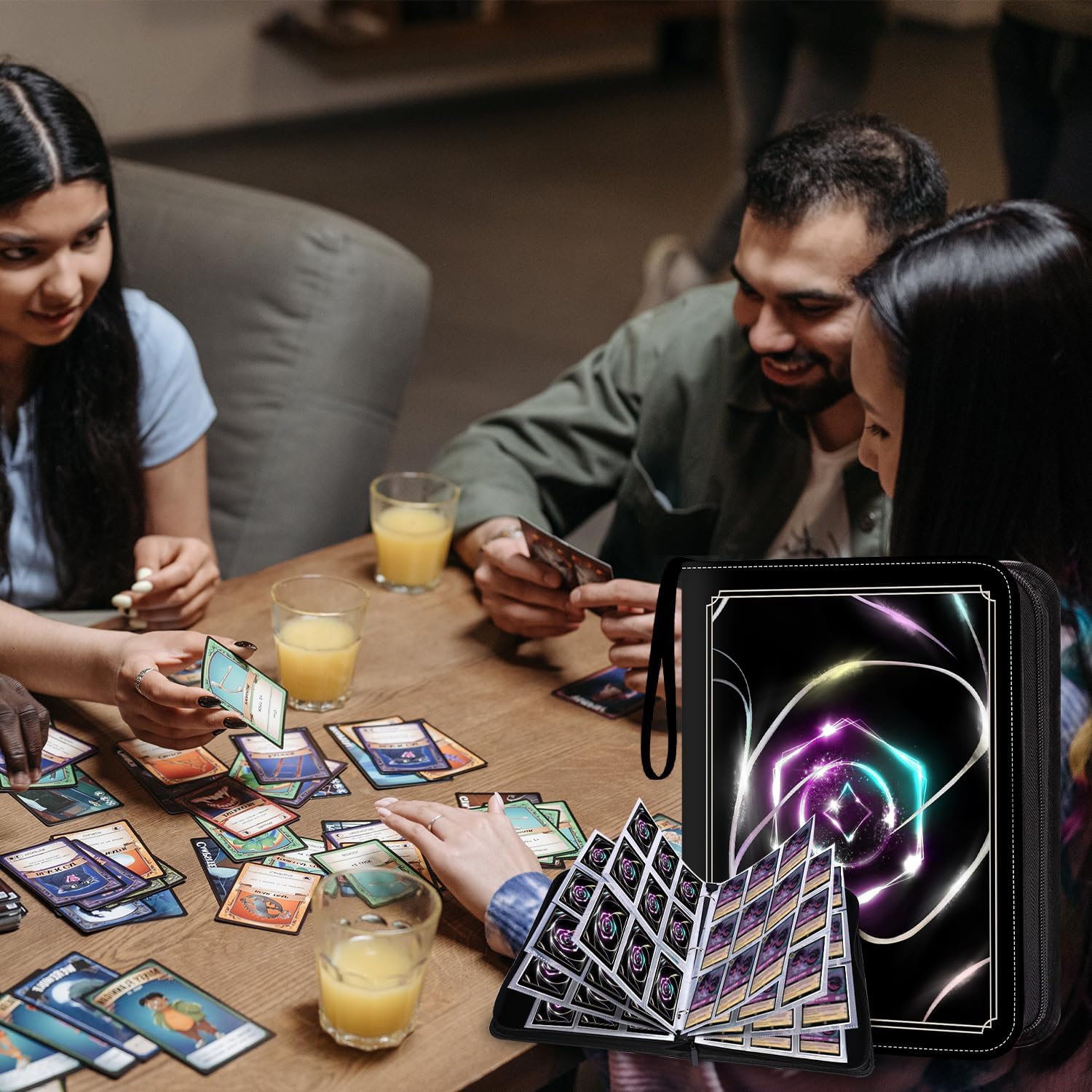 Card Binder for Lorcana Cards, Premium 9 Pocket Trading Card Album Fits 900 Cards with 50 Removable Sleeves Compatible with TCG, MTG, Sports, Game Trading Cards (Black)