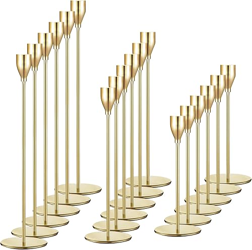 Miniatura 2 de 18 portavelas de metal cónico para candelabros, portavelas altos para centro de mesa, portavelas de pilar moderno, palillos decorativos para