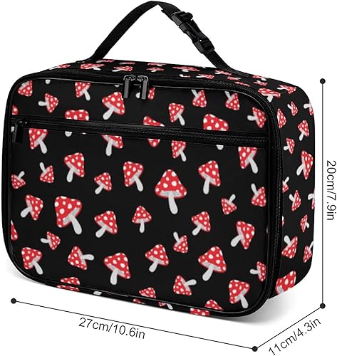 Miniatura 3 de Muishi Lonchera reutilizable con diseño de hongos del bosque, bolsa de almuerzo aislada, lonchera para comida y comida, bolsa de mano para mujeres,