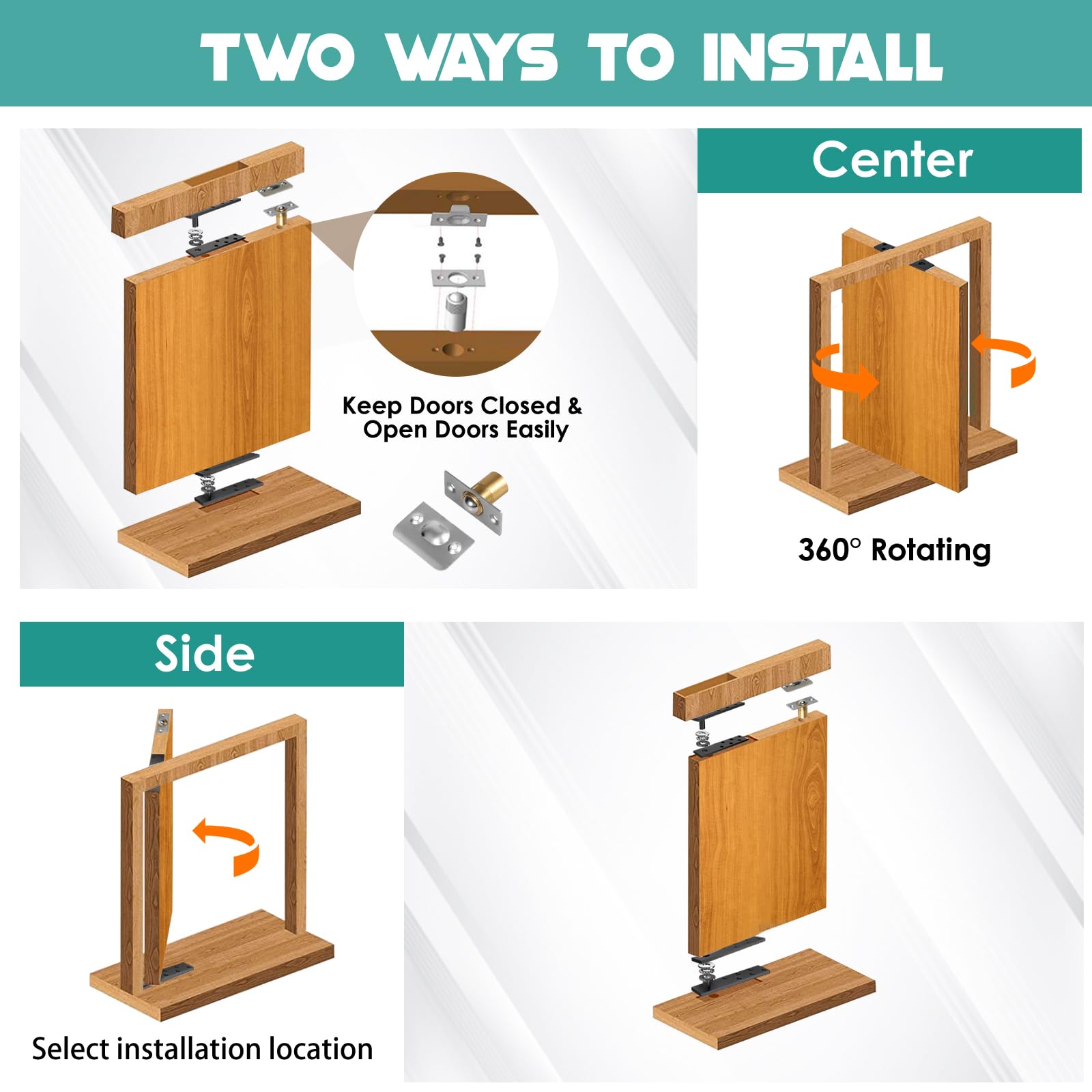 Snapklik.com : Black Pisman Small Hidden Pivot Hinges - Heavy Duty 360 ...