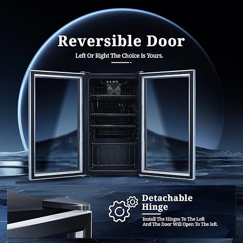 Miniatura 5 de Antarctic Star Refrigerador de vino para 26 botellas de 125 latasgabinete para bebidas, refrigerador pequeño, bodega roja, cerveza, soda, puerta de