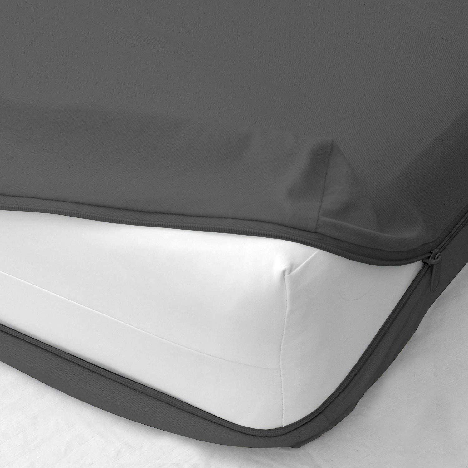 Zipper Fitted Sheet - Twin Size 8 Inch Deep Pocket Hotel Quality Brushed Microfiber Bottom Sheet Soft Wrinkle-Free