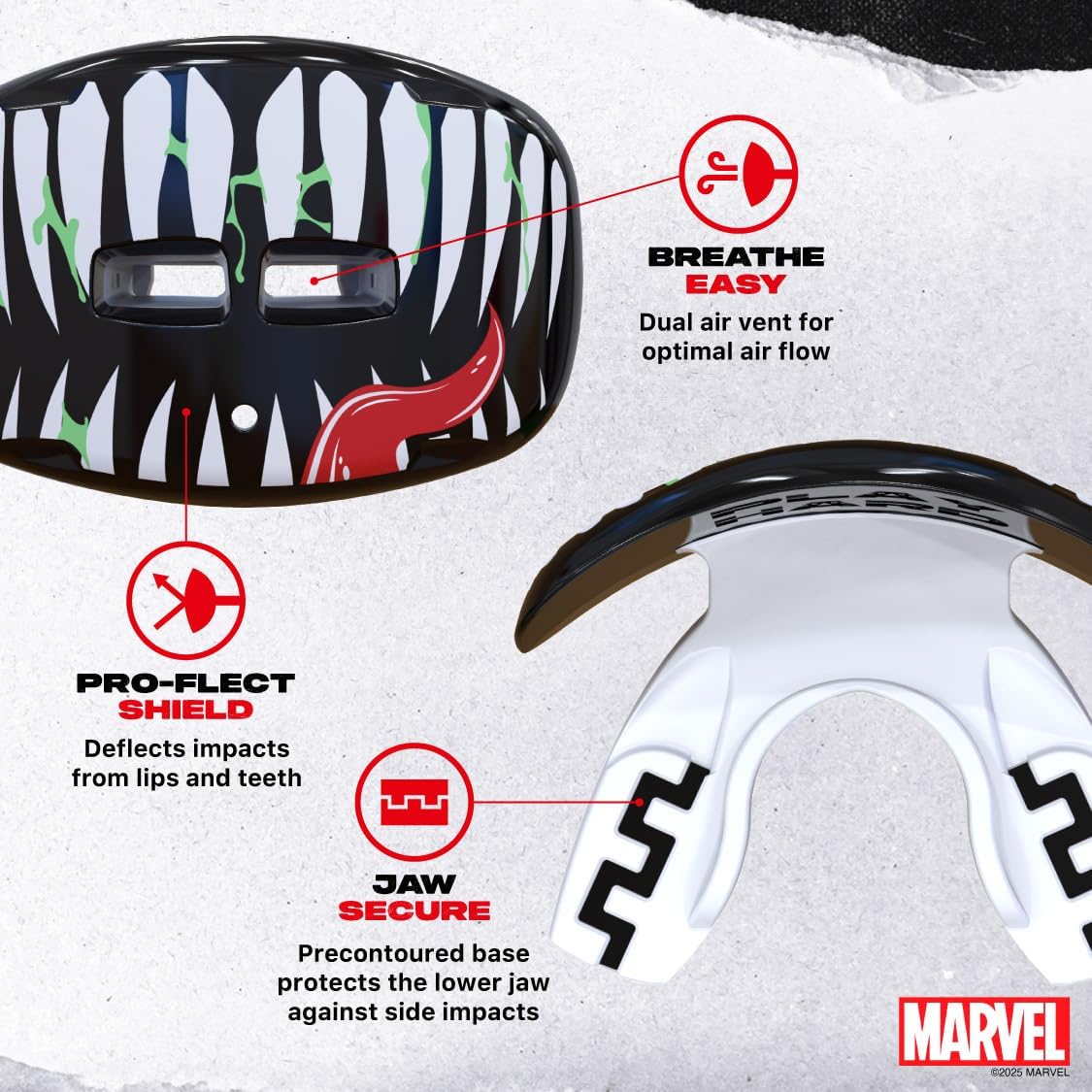 Marvel Venom Lip Guard, Football Mouth Guard with Detachable Strap