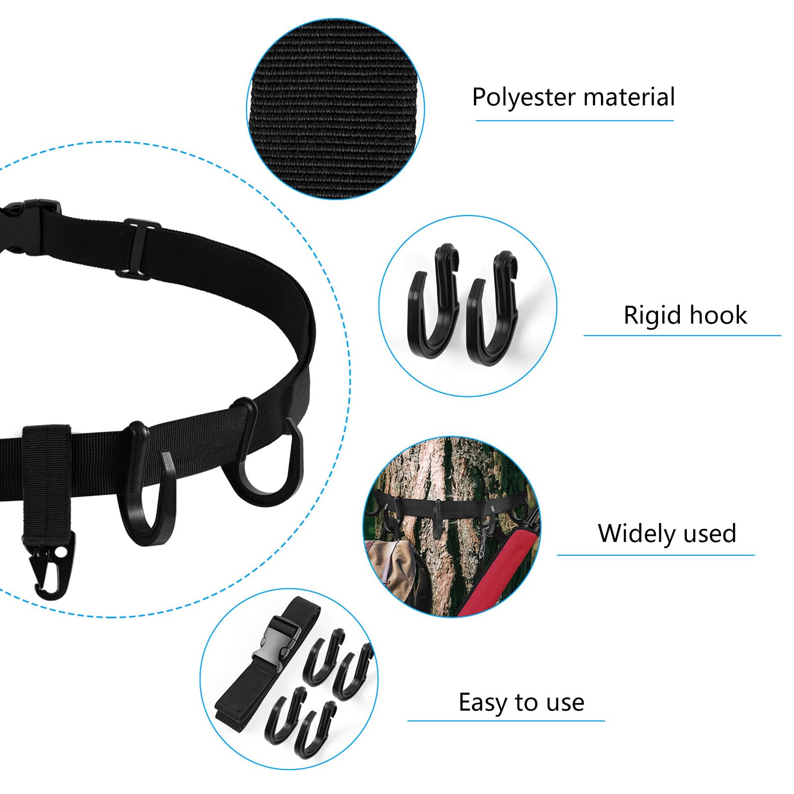 Treestand Gear Hangers Juego de Accesorios para Soporte de árbol Treestand Hanger con Ganchos, Correa para Soporte de árbol Treestand Strap Gear Hangers para Engranajes de Caza