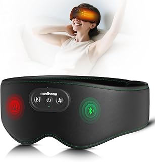 Medisana Heated Eye Mask for Dry Eyes, 1200mAh Cordless Sleep Mask with 5.4 Bluetooth Headphones, Washable Sleep Mask Warm Eye Compress for Stye Sinus Blepharitis, Gifts for Men Women