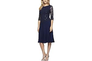 50th Wedding Anniversary Mother of Bride Tea Length Sequin Mock Dress
